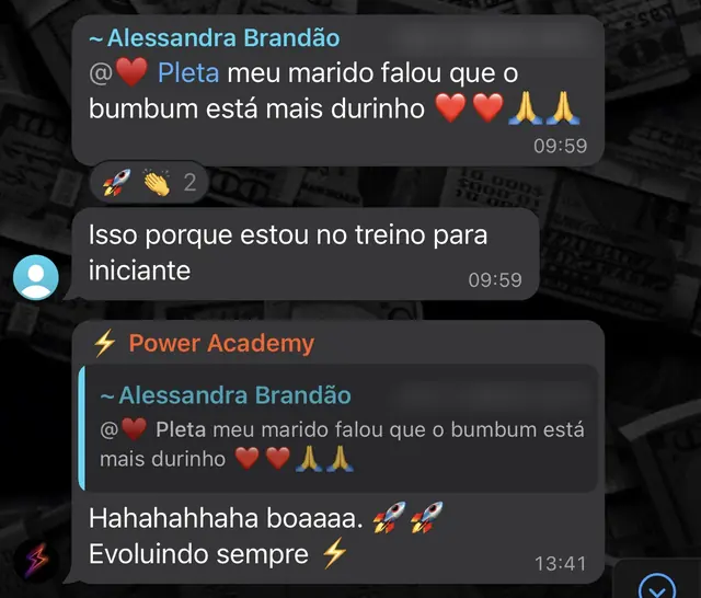 Aluna contando que o marido notou o bumbum mais durinho